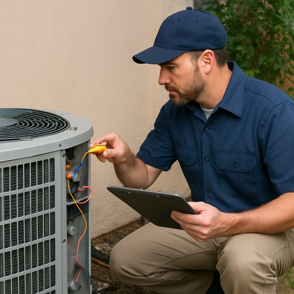 5 Signs Your AC Needs Immediate Repair AC Needs Immediate Repair AC Needs Immediate Repair,HVAC,AC unit hvac technician inspecting an ac unit HVAC technician inspecting an AC unit