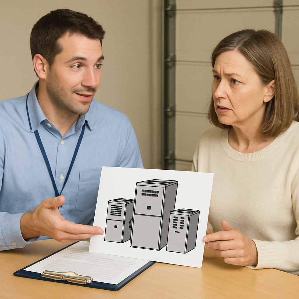 Planning Your Budget for Furnace Replacement in Los Angeles Furnace Replacement Furnace Replacement,AFUE,Type of Furnace,right furnace expert consulting about furnace replacement Expert consulting with a homeowner about Furnace Replacement