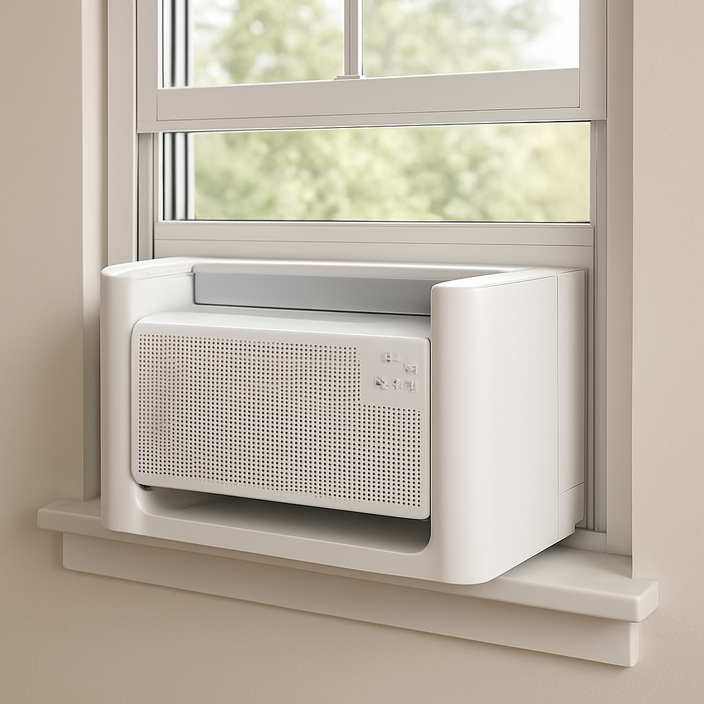 Do Window AC Units Bring Fresh Air Inside Window AC Units Bring Fresh Air Window AC Units Bring Fresh Air,Window AC,BTU modern u shaped window air conditioner A clean photo of a modern U-shaped window air conditioner installed in a window, clearly showing the 'U' design that allows the window to close further