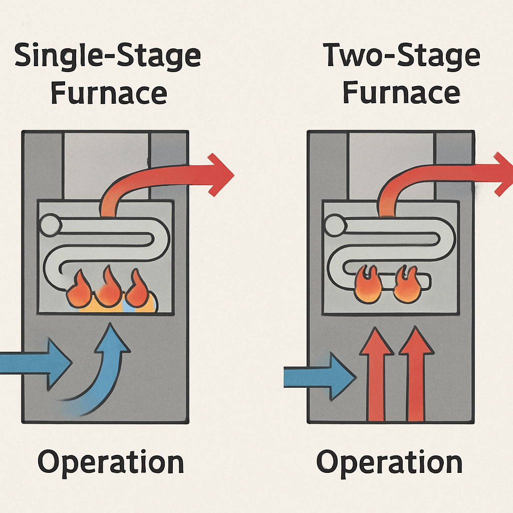 Comparison of single-stage and two-stage furnace operations