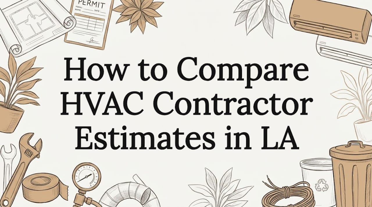 How to Compare HVAC Contractor Estimates in LA b-m-airandheating.com alternatives b-m-airandheating.com alternatives 1779388064839 Decorative blog post title card illustration for HVAC estimate comparison 1 Decorative blog post title card illustration for HVAC estimate comparison