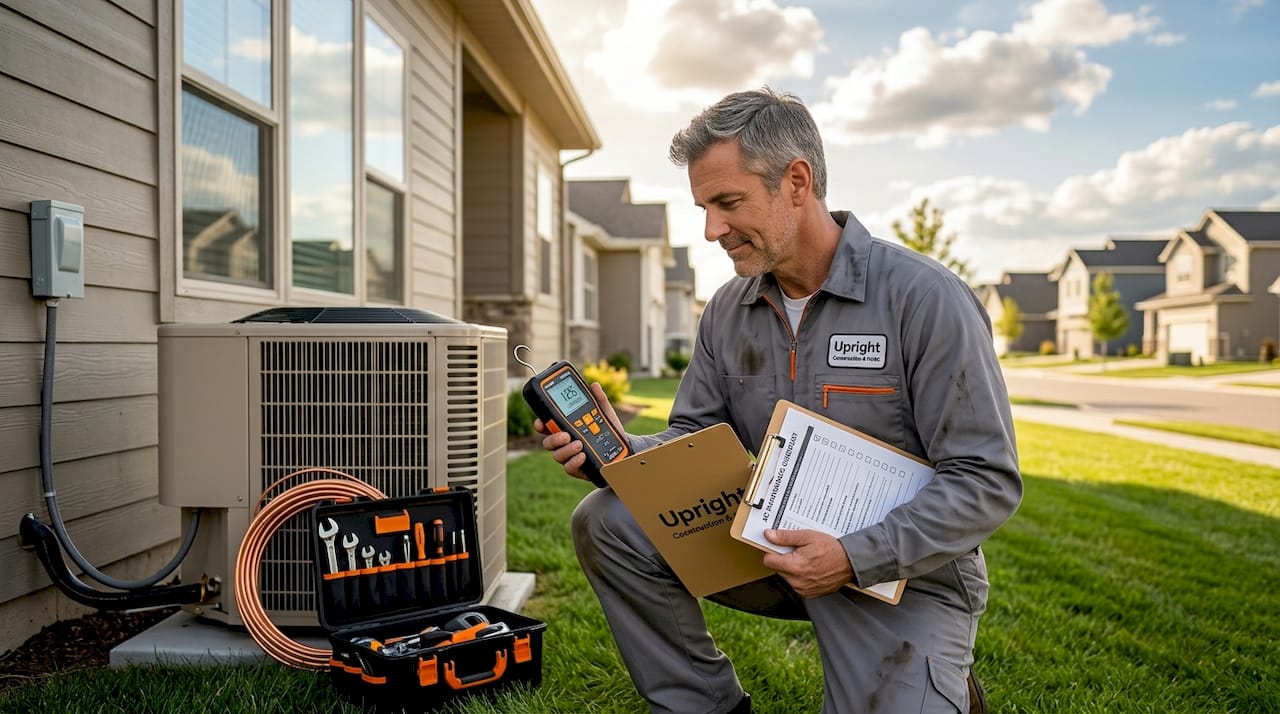 What Does an HVAC Contractor Do for Your Home? what is an hvac tune-up what is an hvac tune-up 1780216376155 HVAC contractor inspecting home air conditioning unit HVAC contractor inspecting home air conditioning unit
