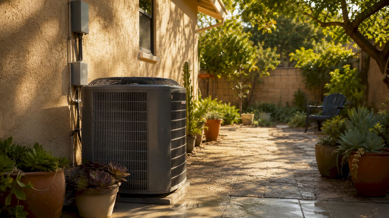 Outdoor AC unit working in Los Angeles heat