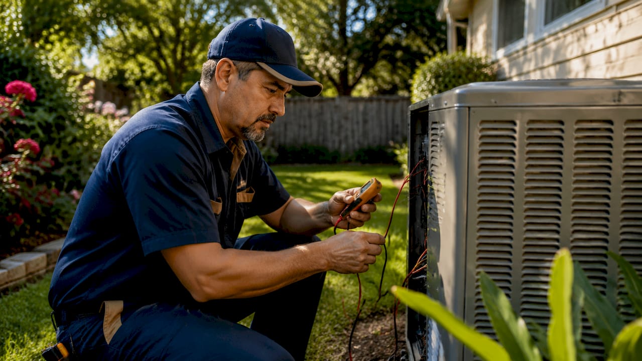 HVAC Repair vs Replacement Decision: 2026 Guide how central air conditioning works how central air conditioning works 1781591572730 HVAC technician inspecting furnace in basement 1 HVAC technician inspecting furnace in basement
