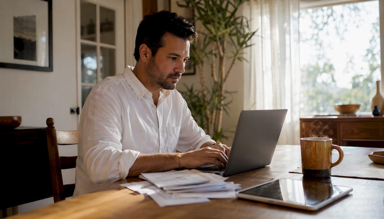 How to Verify AC Repair Technician Credentials in LA ac unit frozen diagnose fix 1784184380380 Homeowner verifying AC technician license on laptop Homeowner verifying AC technician license on laptop