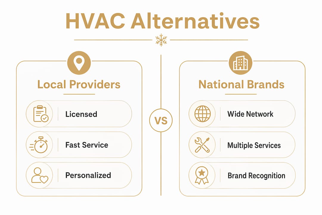 Infographic comparing local and national HVAC alternatives