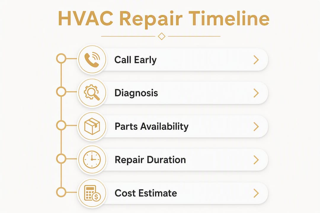 Infographic showing HVAC repair timeline steps