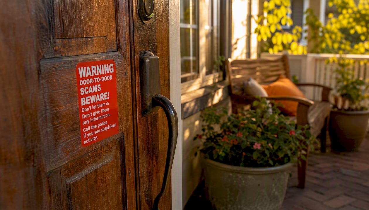 How to Avoid AC Emergency Scams in Los Angeles avoid ac emergency scams la avoid ac emergency scams la 1786322357529 Warning sticker on residential door about scams Warning sticker on residential door about scams