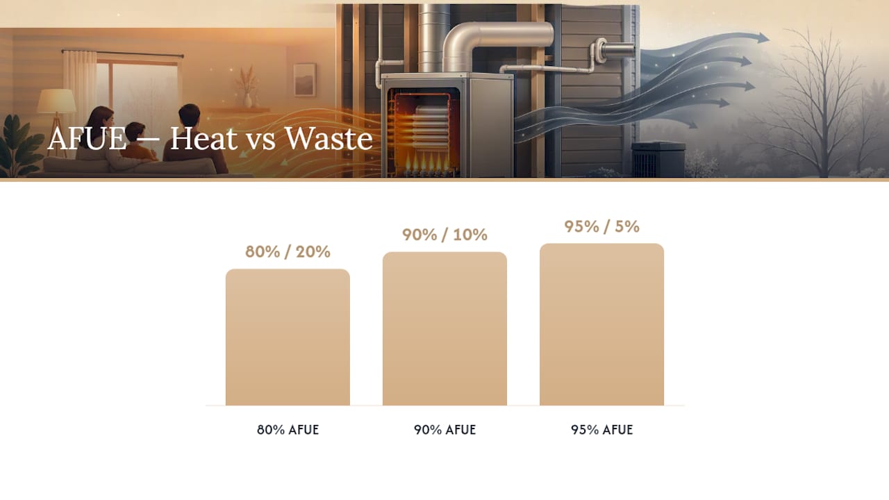 Diagram comparing AFUE percentages and heat efficiency