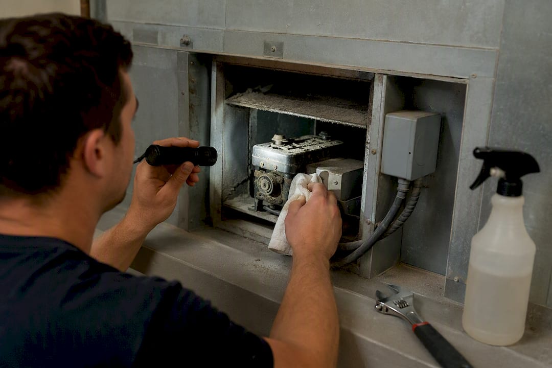 Dusty motorized damper actuator in HVAC duct