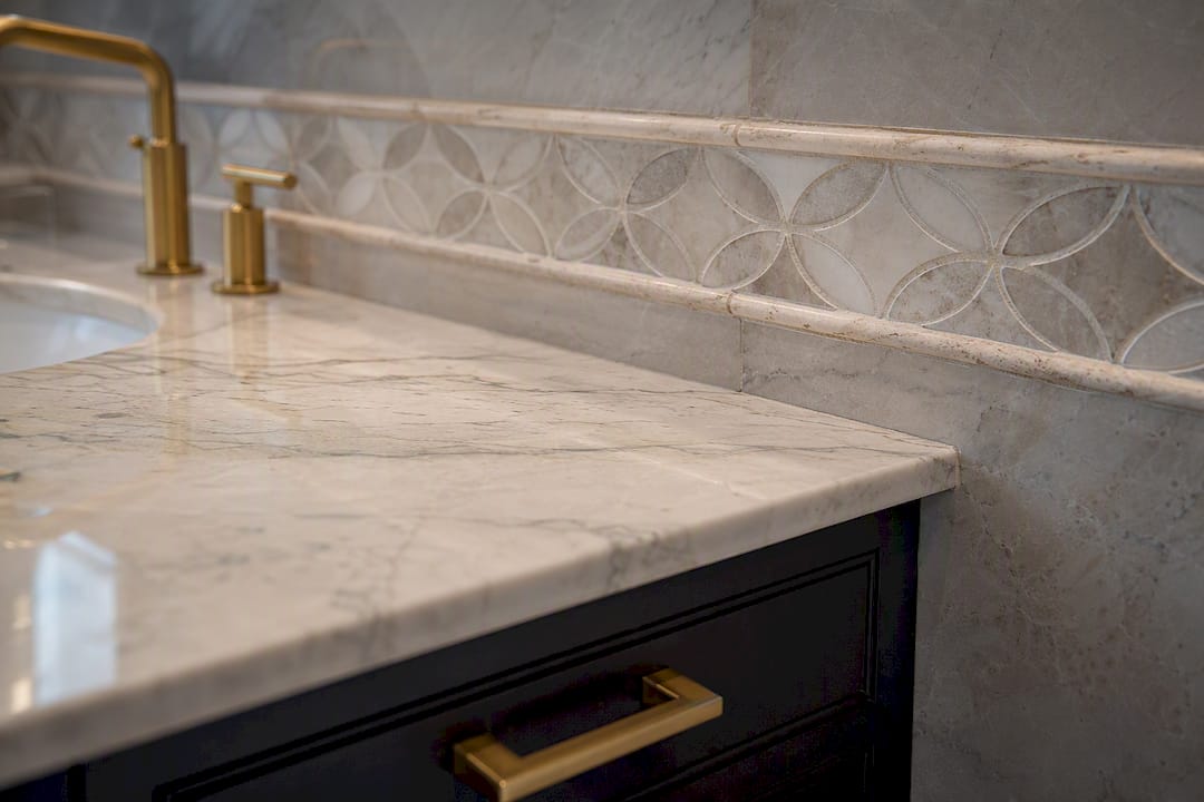Close-up of luxury bathroom vanity and tile