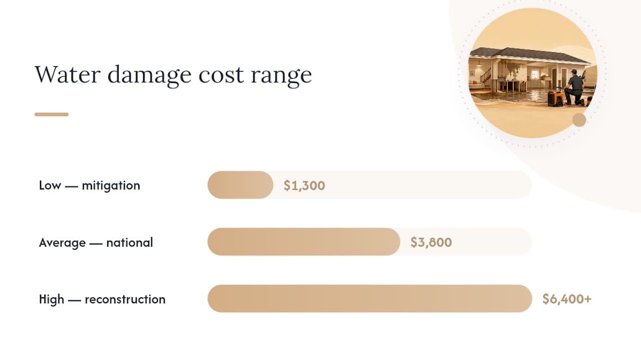 Chart of water damage restoration costs and cost drivers