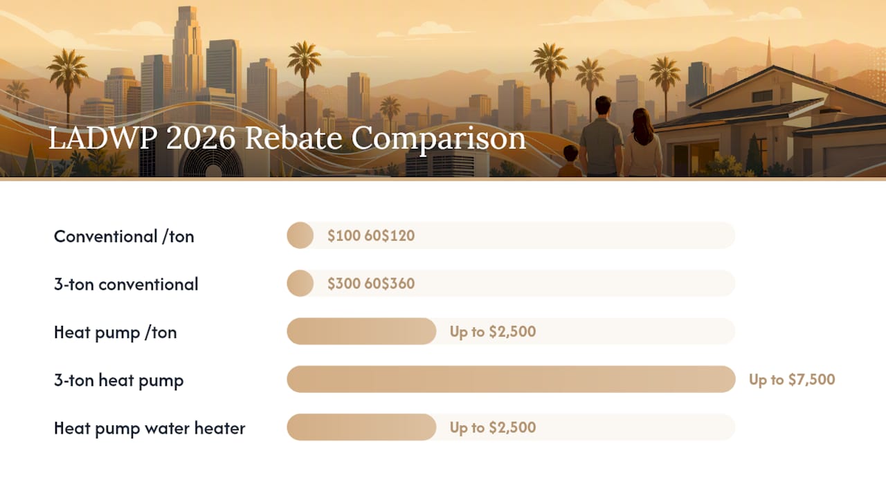 Comparison of LADWP HVAC rebate amounts