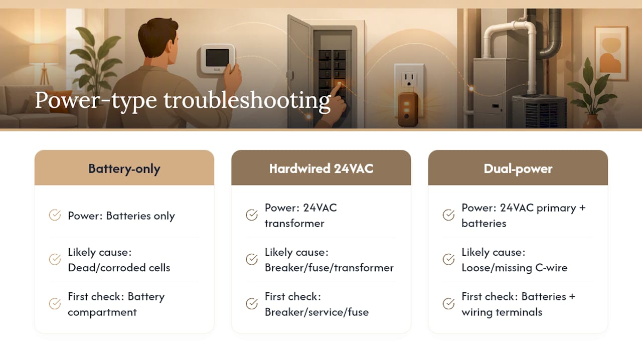 Thermostat power setup comparison