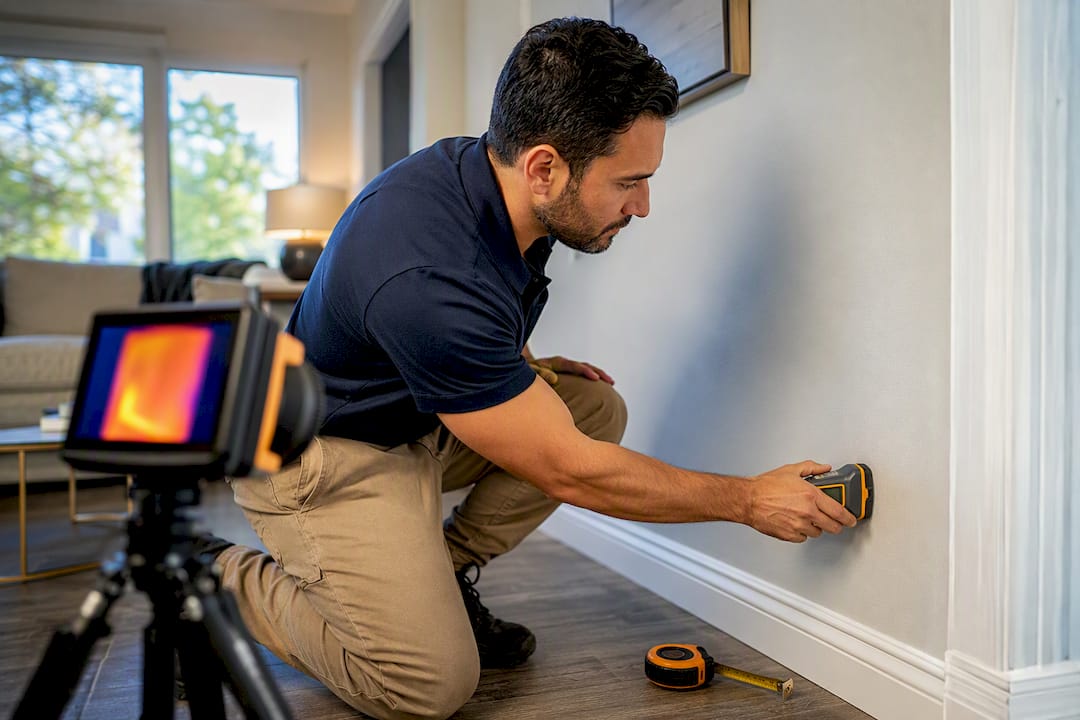 LA Homeowners: 72 Hour Water Damage Insurance Claim Steps From a Pro water damage insurance claim water damage insurance claim 1789497304984 Technician performing moisture mapping inspection Technician performing moisture mapping inspection