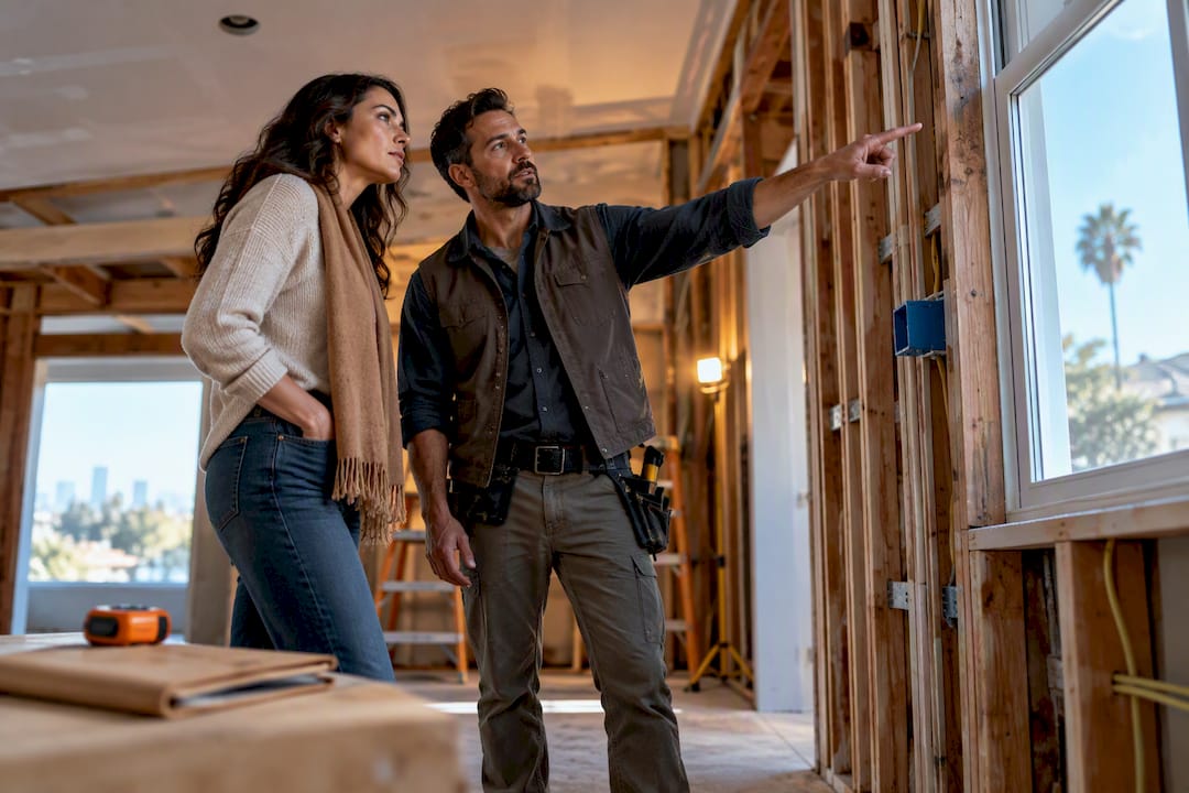 Homeowner reviewing an active renovation project