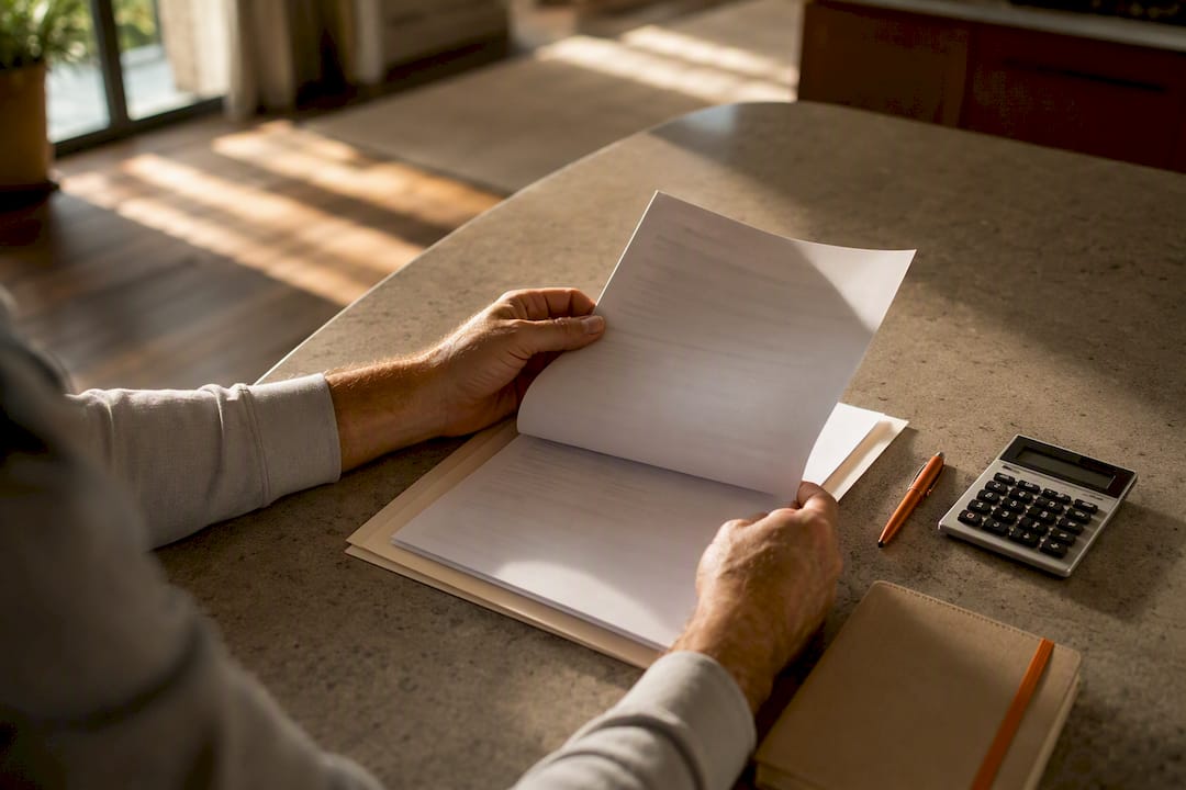 Homeowner reviewing HVAC financing paperwork