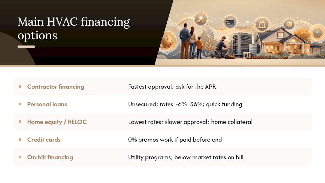 What Are the Main HVAC Financing Options? — overview diagram